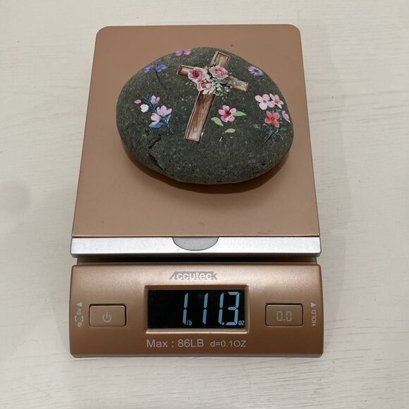 Floral Cross Decor on Stone Hand Crafted - Picture 5 of 5